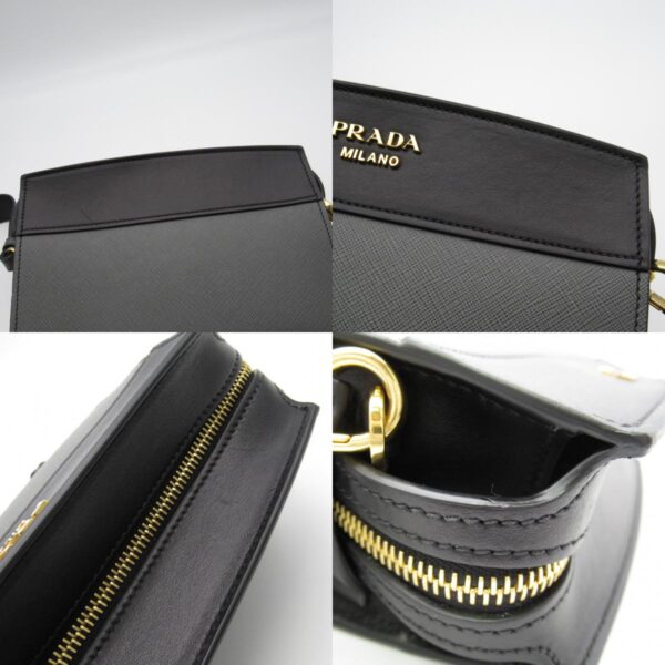 2101217956635 13c Prada Shoulder Bag Saffiano Leather GrayBlack