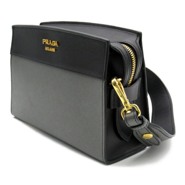 2101217956635 2 Prada Shoulder Bag Saffiano Leather GrayBlack