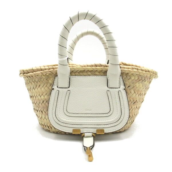 2101217966894 1 Chloe Raffia Leather Tote Bag Beige White