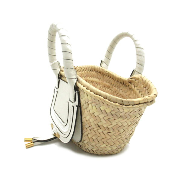 2101217966894 3 Chloe Marcy Tote Bag Raffia Leather Beige White