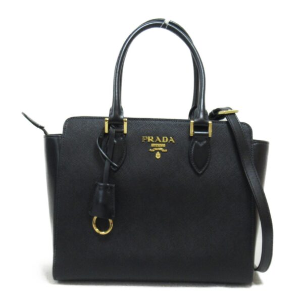 2101217974530 2 Prada 2Way Handbag Saffiano Leather Black