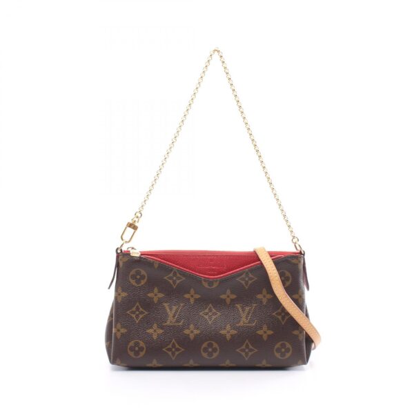 2101217988629 1 Louis Vuitton Pallas Clutch Handbag Leather Monogram Brown Red