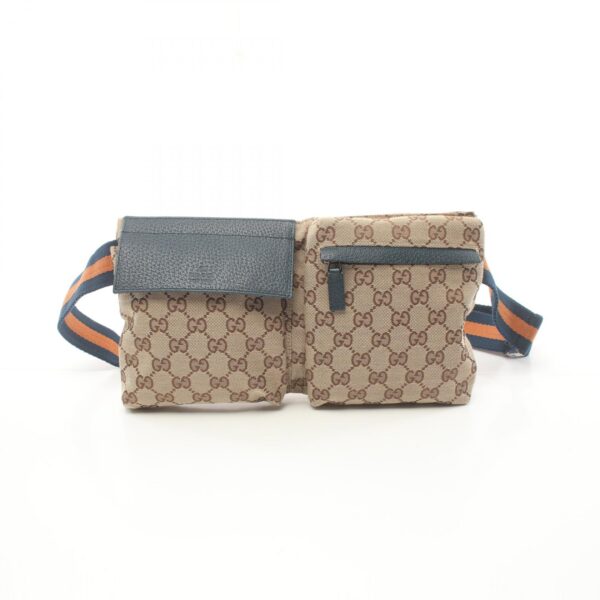 2101218002539 1 Gucci GG Waist Bag Beige Navy Brown