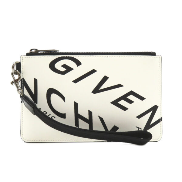 2101218003222 1 Givenchy Clutch Bag Shoulder Bag Leather White Black