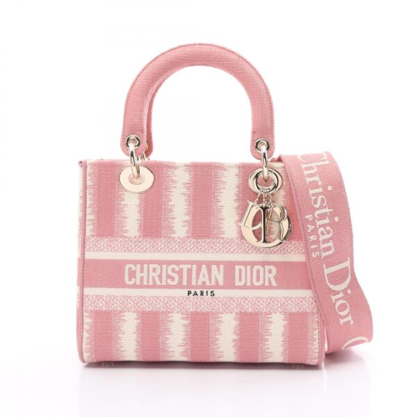 2101218009712 1 Dior Lady D Lite Medium Handbag Pink White