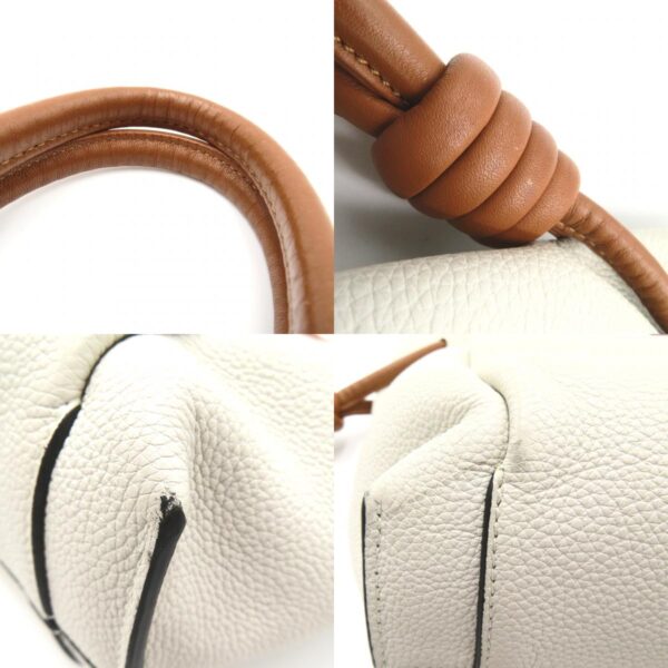 2101218018363 11c Loewe Flamenco Knot Small Tote Bag Leather White Brown