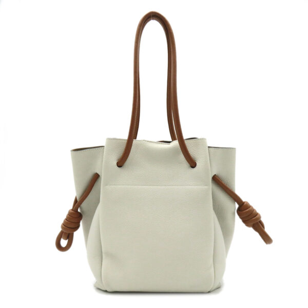 2101218018363 2 Loewe Flamenco Knot Small Tote Bag Leather White Brown