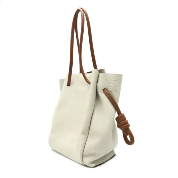 2101218018363 3 Loewe Flamenco Knot Small Tote Bag Leather White Brown