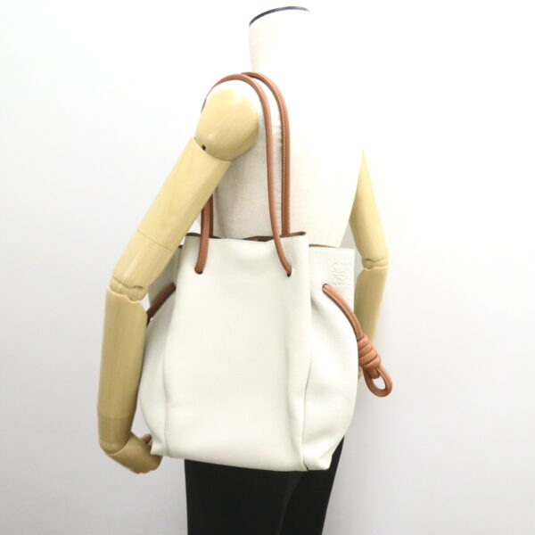 2101218018363 5 Loewe Flamenco Knot Small Tote Bag Leather White Brown