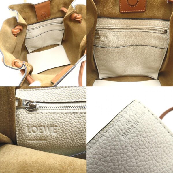 2101218018363 7c Loewe Flamenco Knot Small Tote Bag Leather White Brown