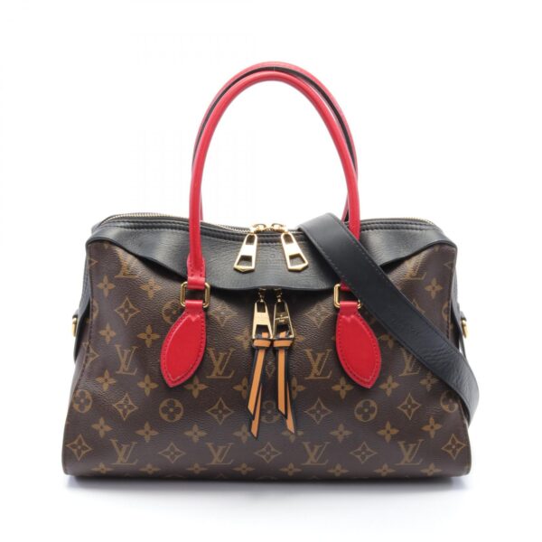 2101218035049 1 Louis Vuitton Tuileries Tote Handbag Leather Monogram Brown Black Red