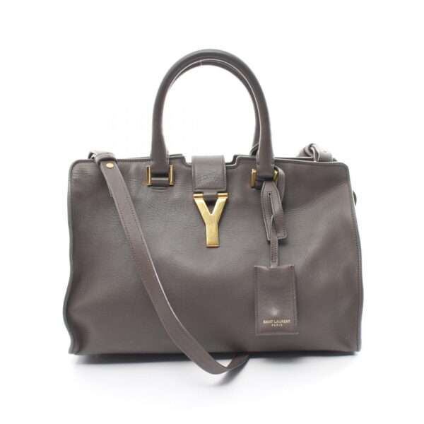 2101218036619 1 Yves Saint Laurent Petit Cabas Y Line Handbag Leather Gray