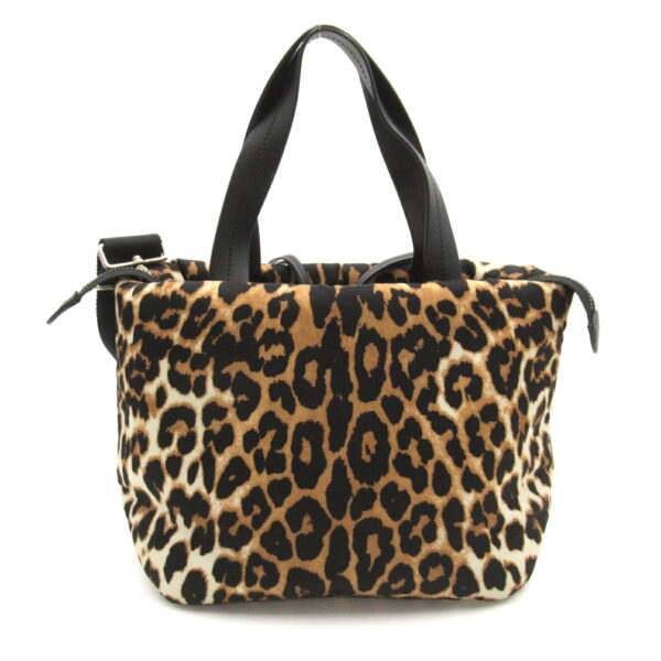 2101218067798 2 Prada 2Way Tote Bag Nylon Black Beige Leopard Pattern