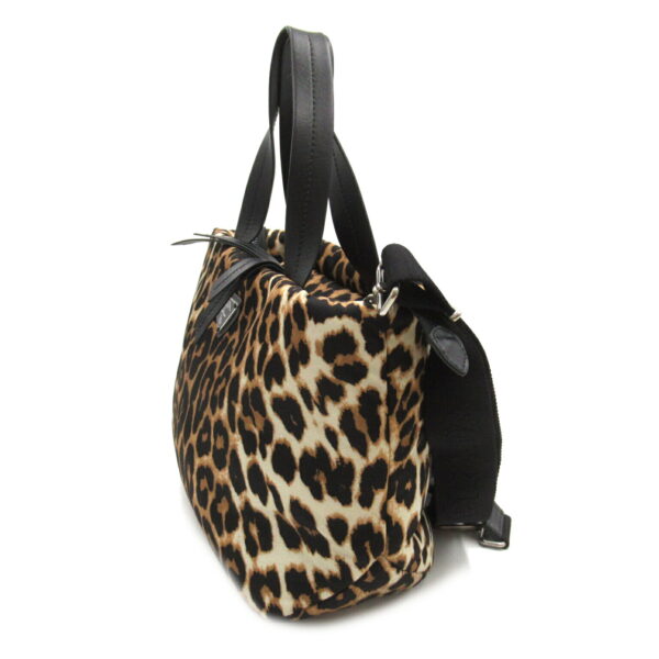 2101218067798 3 Prada 2Way Tote Bag Nylon Black Beige Leopard Pattern