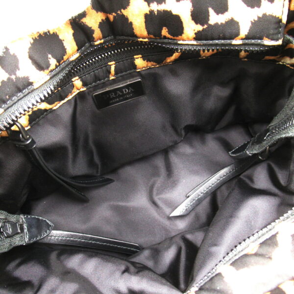 2101218067798 5 Prada 2Way Tote Bag Nylon Black Beige Leopard Pattern