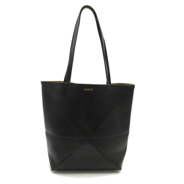 2101218068375 1 Loewe Puzzle Fold Tote Bag Leather Black