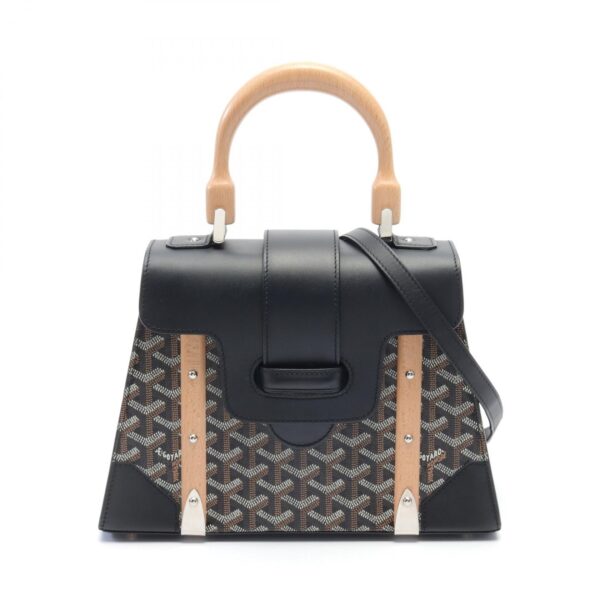 2101218073379 1 Goyard Saigon PM Handbag Leather Black Brown White