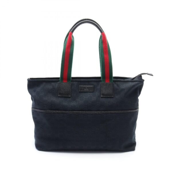 2101218086898 1 Gucci GG Webbing Tote Leather Black Green Red