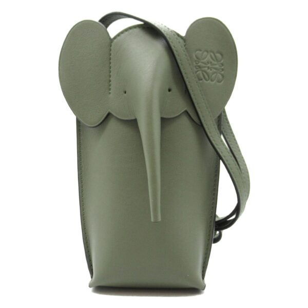 2101218094527 1 Loewe Elephant Pocket Shoulder Bag Leather Green