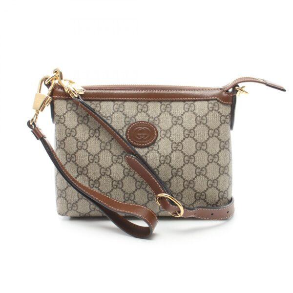 2101218101157 1 Gucci GG Supreme Shoulder Bag Beige Brown