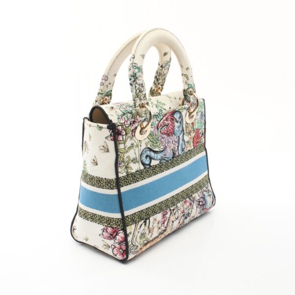 2101218120738 2 Dior Lady Dior Medium Handbag Leather White Multicolor