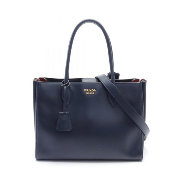 2101218125658 1 Prada City Calf Tote Bag Leather Navy Blue