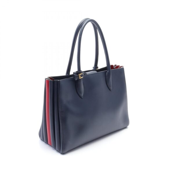 2101218125658 2 Prada City Calf Tote Bag Leather Navy Blue