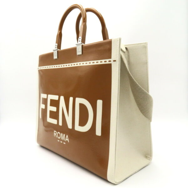 2101218126303 3 Fendi Sunshine Medium Tote Bag Enamel Brown Ivory