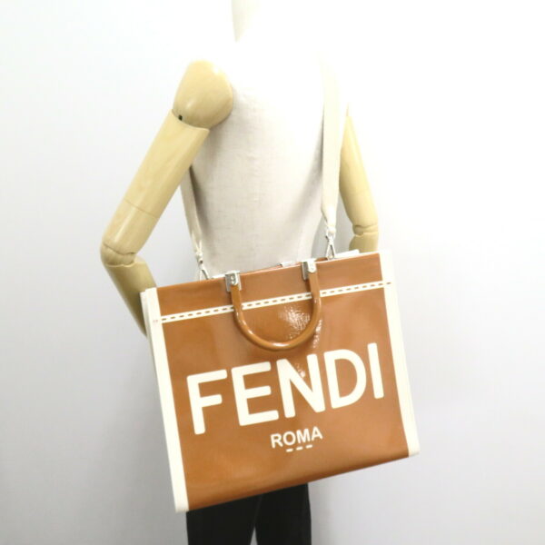 2101218126303 5 Fendi Sunshine Medium Tote Bag Enamel Brown Ivory