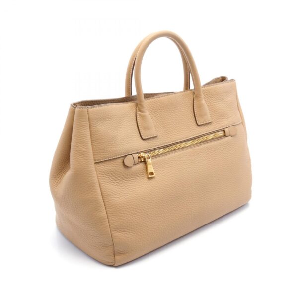 2101218142143 2 Prada Madras Tote Bag Leather Beige