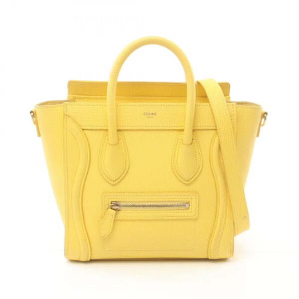 2101218143768 1 Celine Leather Nano Shopper Handbag Yellow