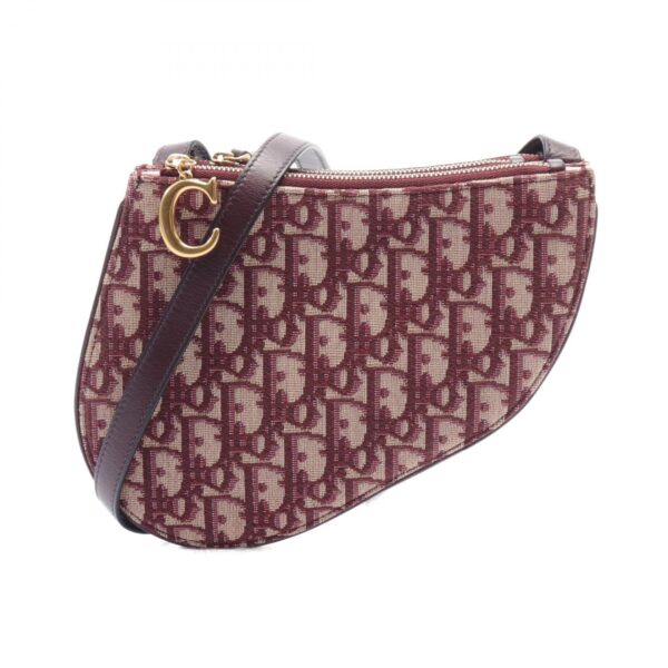 2101218164268 1 Dior Saddle Oblique Shoulder Bag Leather Bordeaux Beige