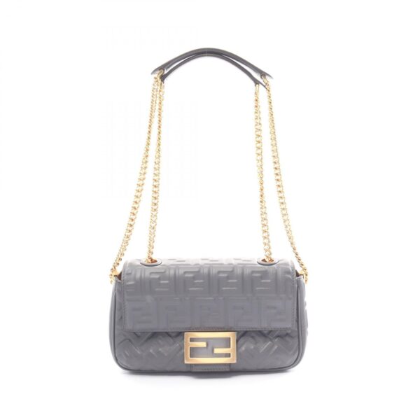 2101218178135 1 Fendi Mamma Bucket Zucca Shoulder Bag Leather Gray