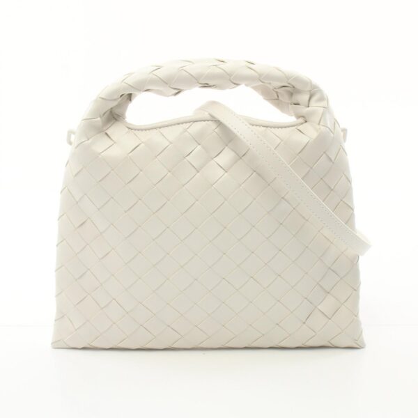 2101218186901 1 Bottega Veneta Mini Hop Intrecciato Shoulder Bag Leather White