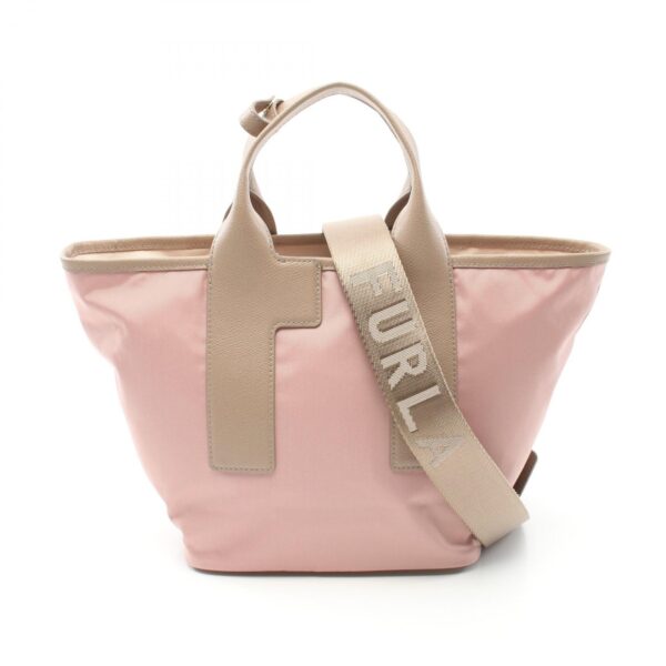 2101218197327 1 Furla Piuma M Tote Bag Leather Nylon Pink Beige