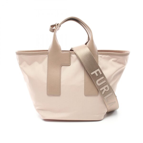 2101218197358 1 Furla Piuma M Handbag Bag Leather Nylon Beige Pink