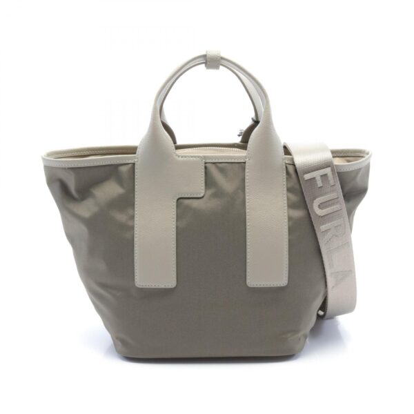 2101218197419 1 Furla Piuma M Handbag Leather Nylon Bag Khaki Beige Gray