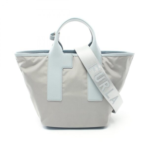 2101218197464 1 Furla Leather Nylon Handbag Gray Blue