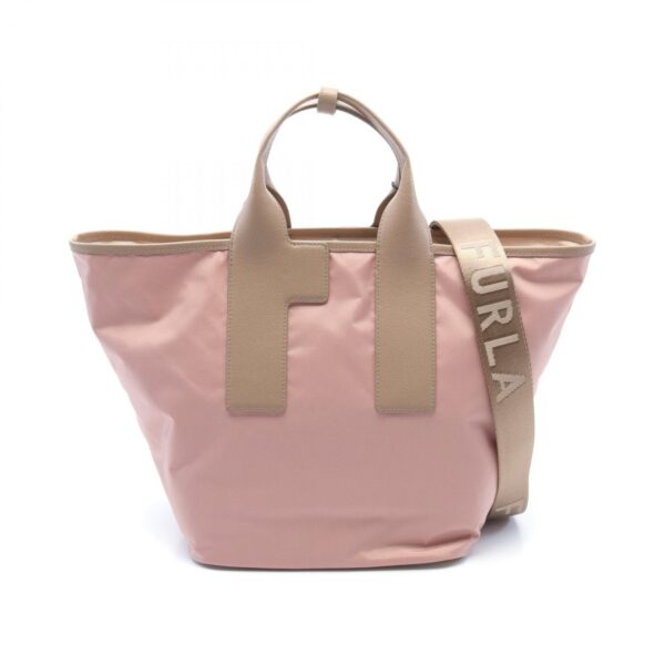 2101218197495 1 Furla Piuma L Tote Bag Nylon Leather Pink Beige