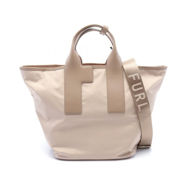 2101218197532 1 Furla Nylon Leather Tote Bag Beige Pink