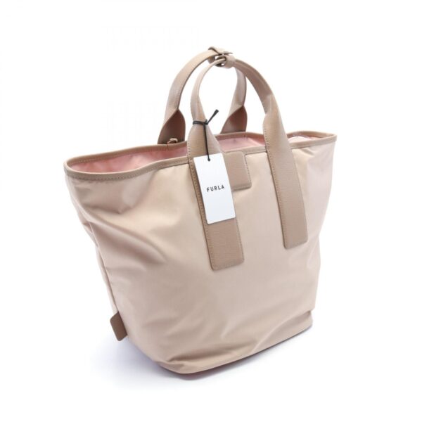 2101218197532 2 Furla Nylon Leather Tote Bag Beige Pink