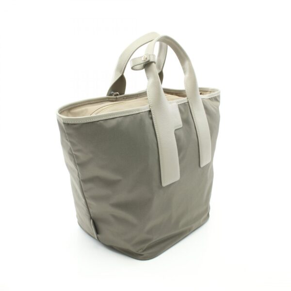 2101218197594 2 Furla Leather Nylon Tote Bag Green Beige