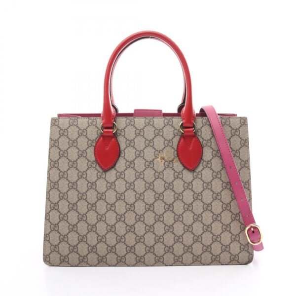 2101218220292 1 Gucci GG Supreme Handbag Leather Beige Red Pink