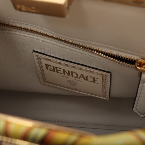 2101218221633 4 Fendi Fendace Mini Peekaboo Handbag Leather WhiteYellow