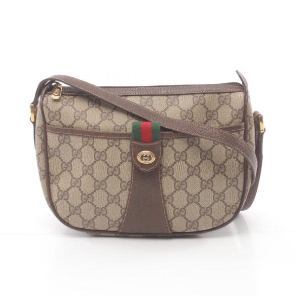 2101218221664 1 Gucci GG Plus Sherry Line Shoulder Bag Leather Brown Multicolor