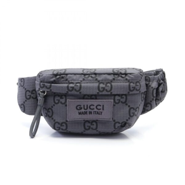 2101218232264 1 Gucci GG Large Belt Waist Body Bag Nylon Leather Gray Black