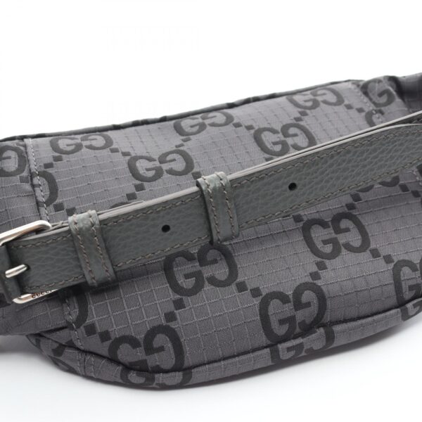 Gucci GG Large Belt Waist Body Bag Nylon Leather Gray Black - Image 6