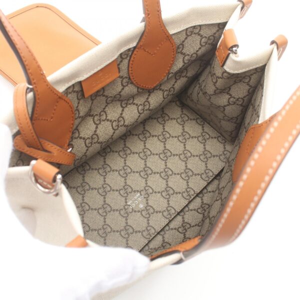 2101218232325 3 Gucci Print Mini Tote Bag Leather Beige Brown