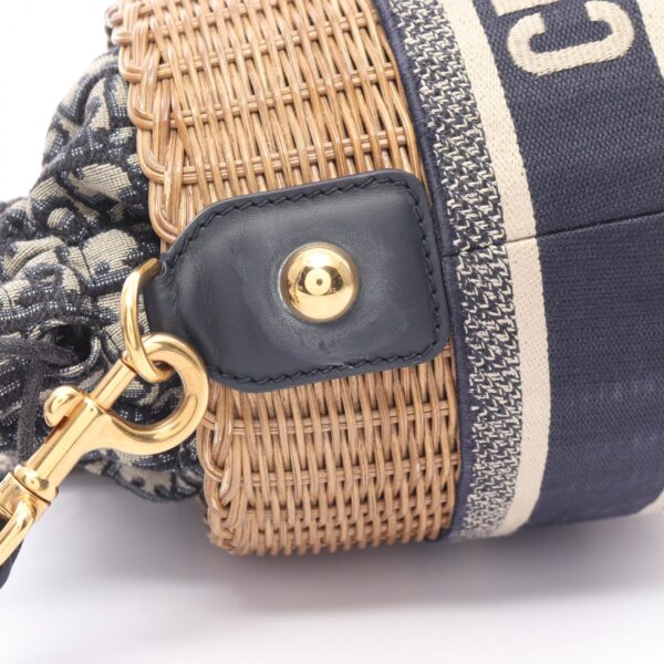 2101218238051 6 Dior Oblique Wicker Shoulder Bag Leather Rattan Beige Navy