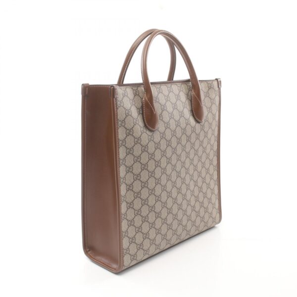 2101218240542 2 Gucci Interlocking G GG Supreme Tote Bag Leather Beige Brown